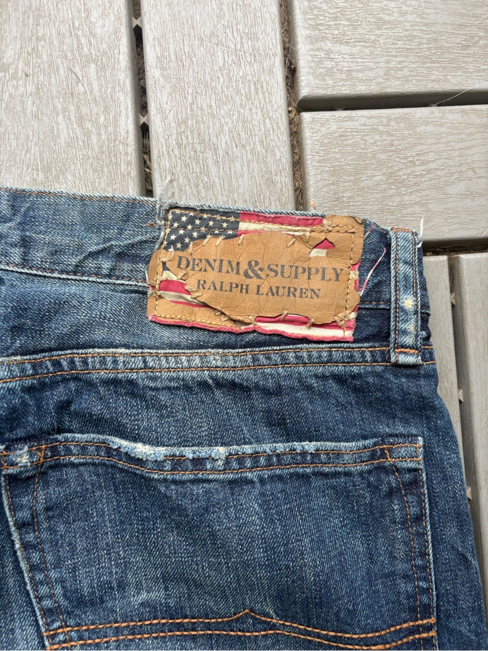 Denim & Supply Ralph Lauren Slim Straight Men's Distressed Blue Jeans